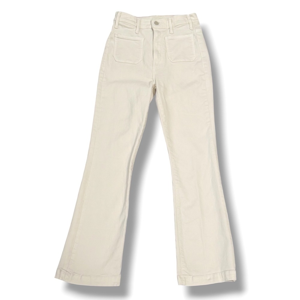 MOTHER The Hustler Patch Pocket Flood Jeans Women 25 Cream Puffs Flare Denim